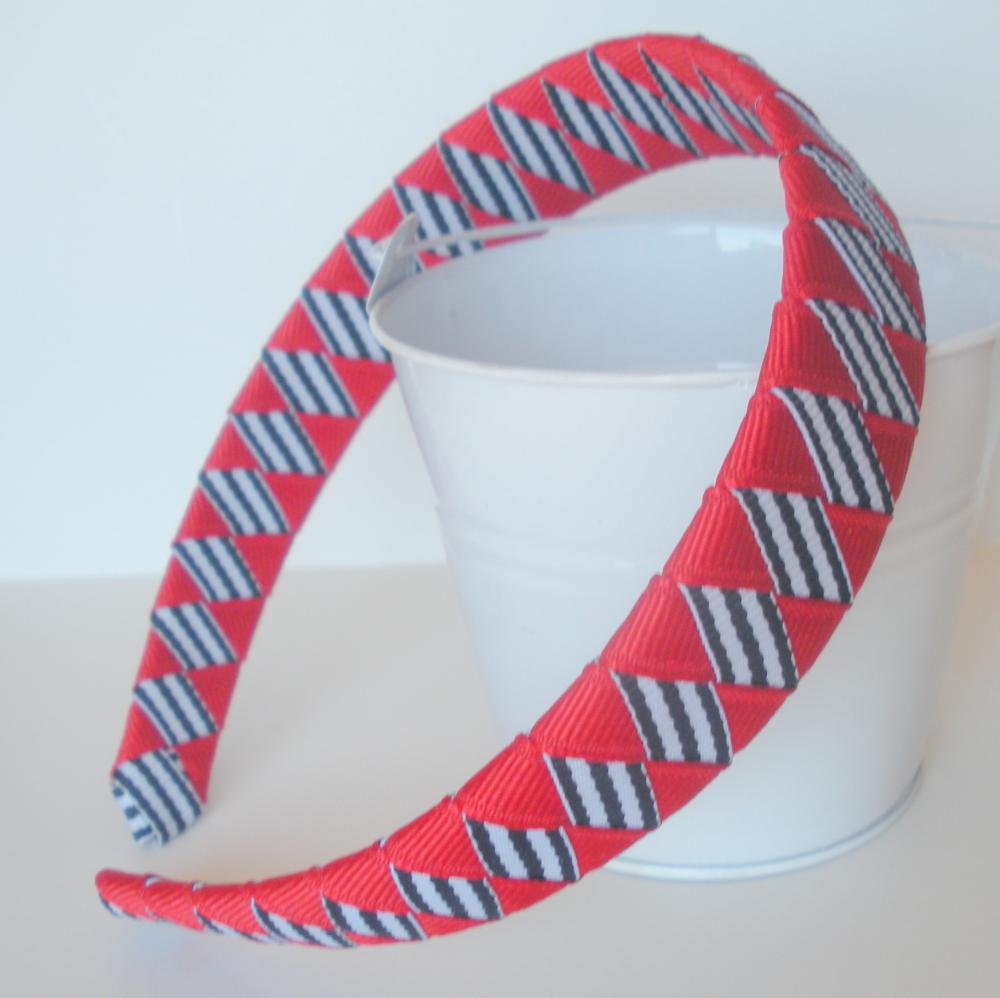 Striped Patriotic Headband: One Inch Wide Headband Made From Red And ...