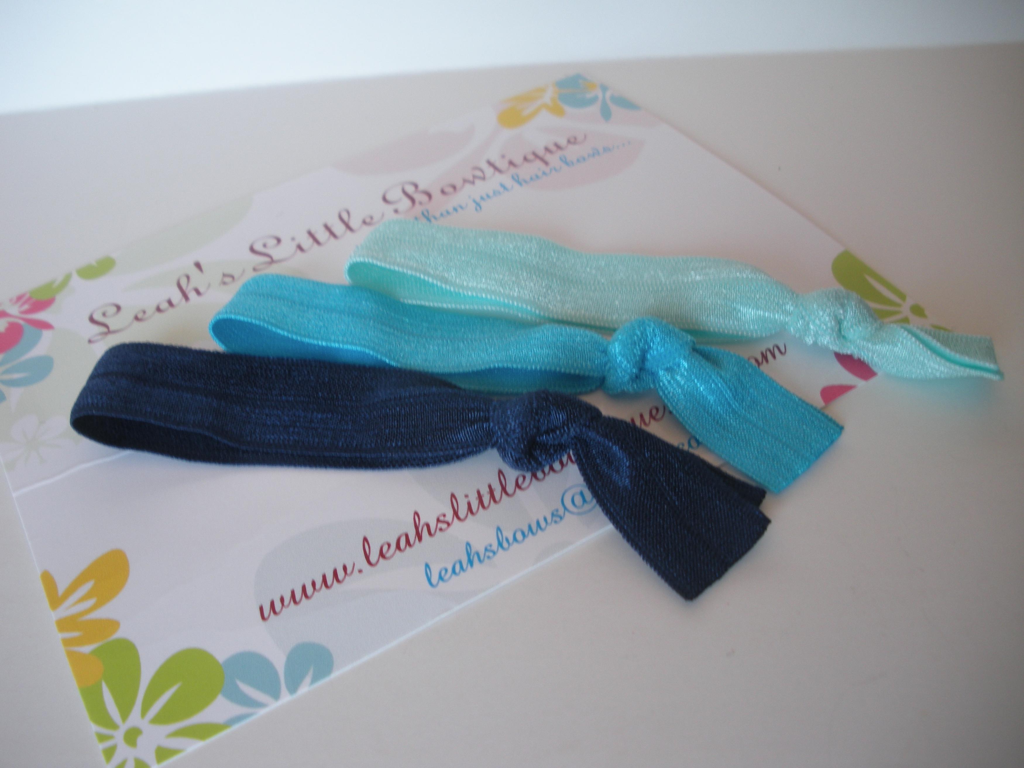 Blue Elastic Hair Ties: Set Of Three Elastic Hair Ties Navy Turquoise ...
