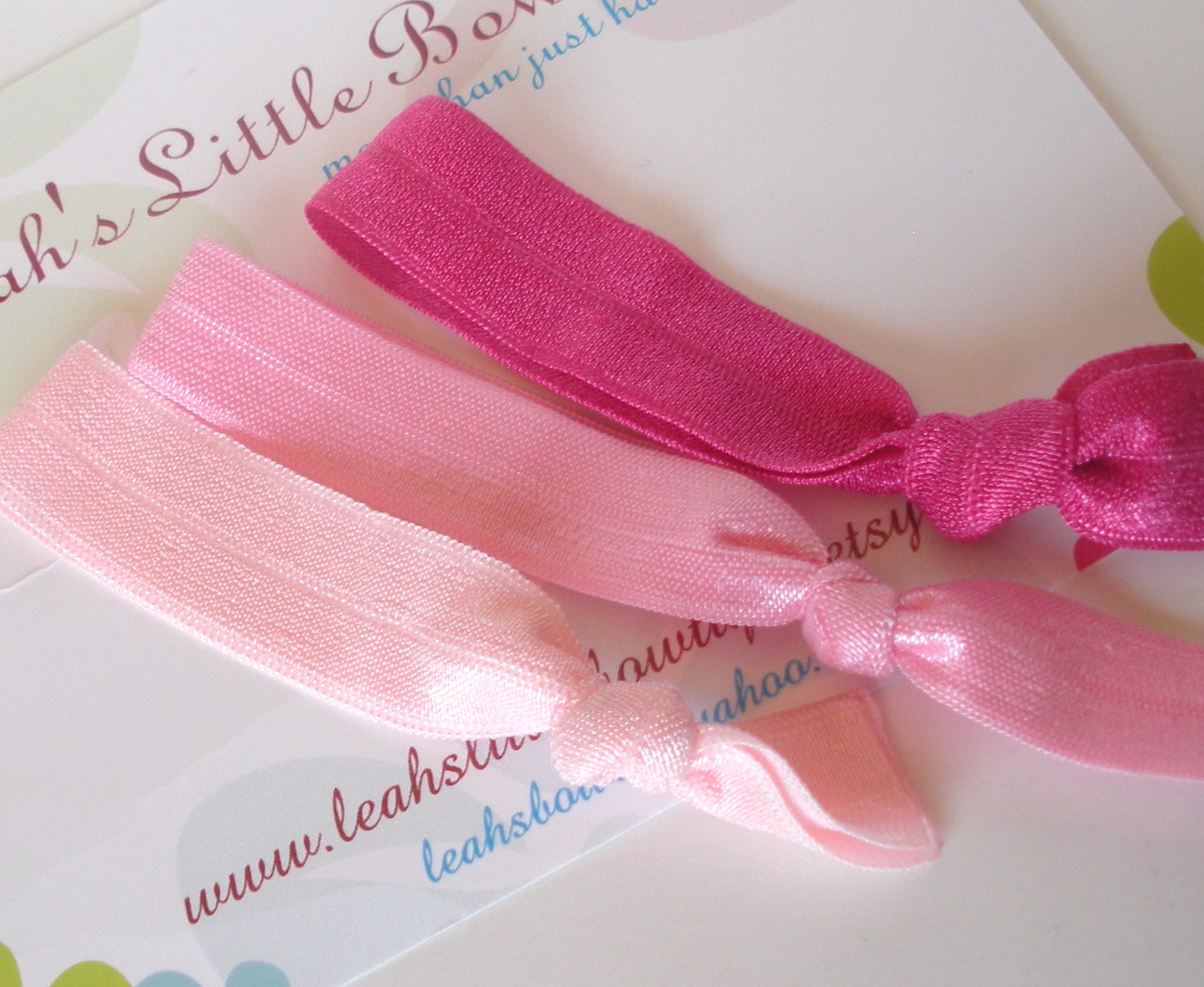 Pink Hair Ties: Set Of Three Pink Baby Pink And Pink on Luulla