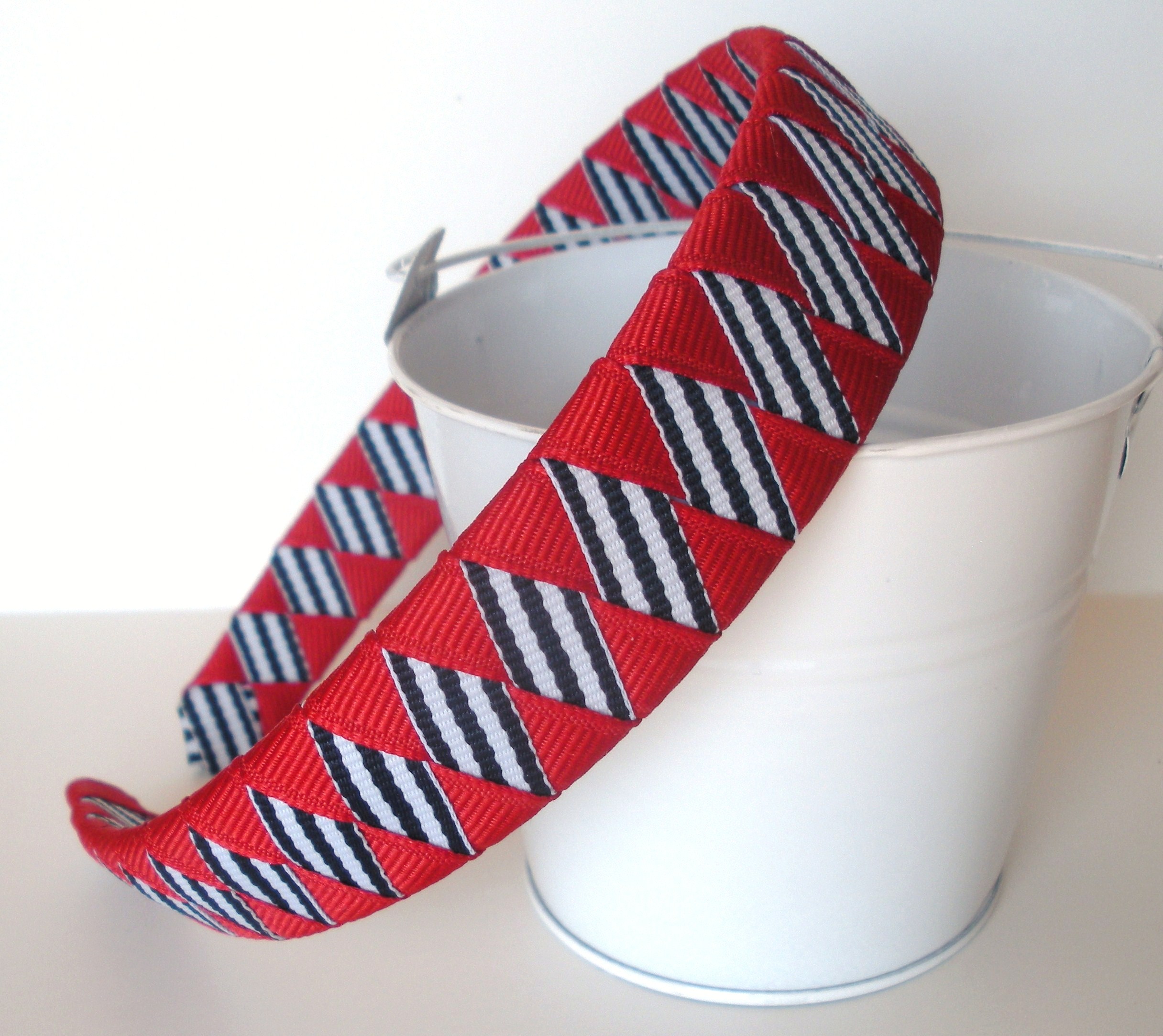 Striped Patriotic Headband One Inch Wide Headband Made From Red And